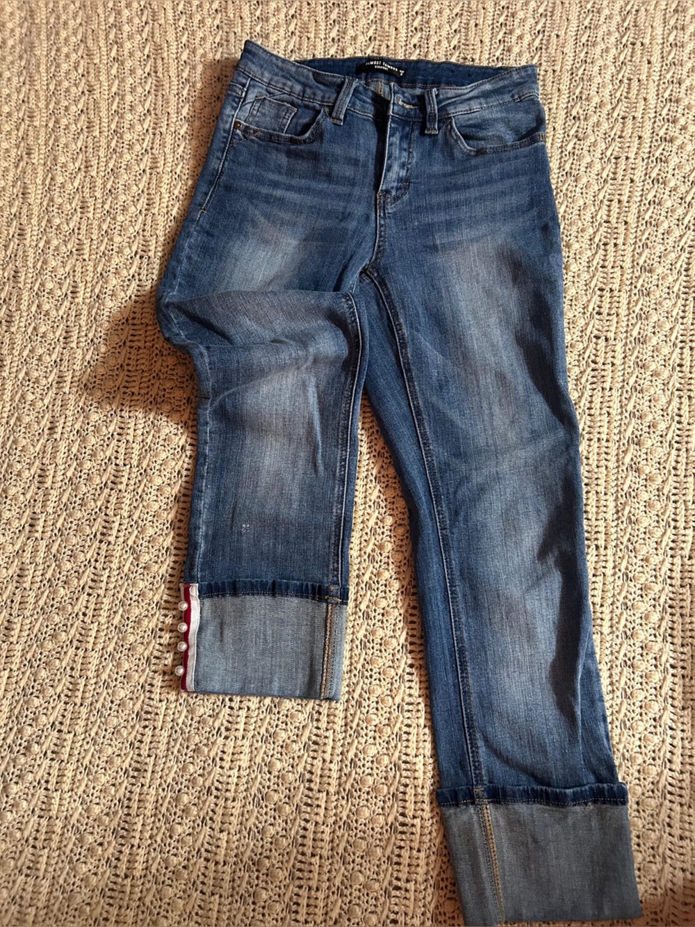 Almost Famous Dark Blue Skinny Jeans with Cuffed Hem